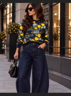 Granatowa bluza z motywem cytryn